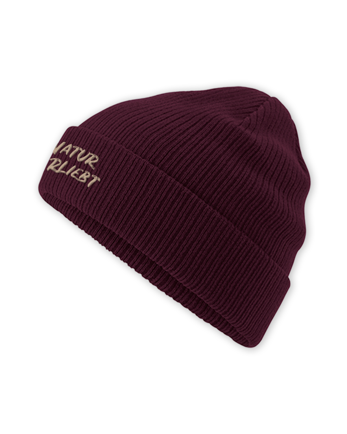 Beanie "Naturverliebt" heavy rib burgundy